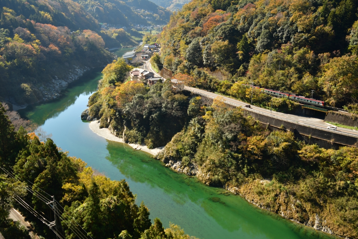 鉄道写真・紅葉・撮影地：土讃線・三縄－祖谷口