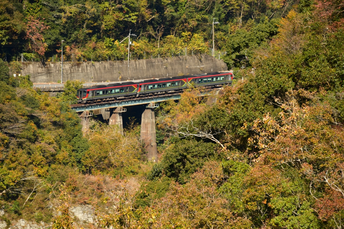 鉄道写真・紅葉・撮影地：土讃線・三縄－祖谷口