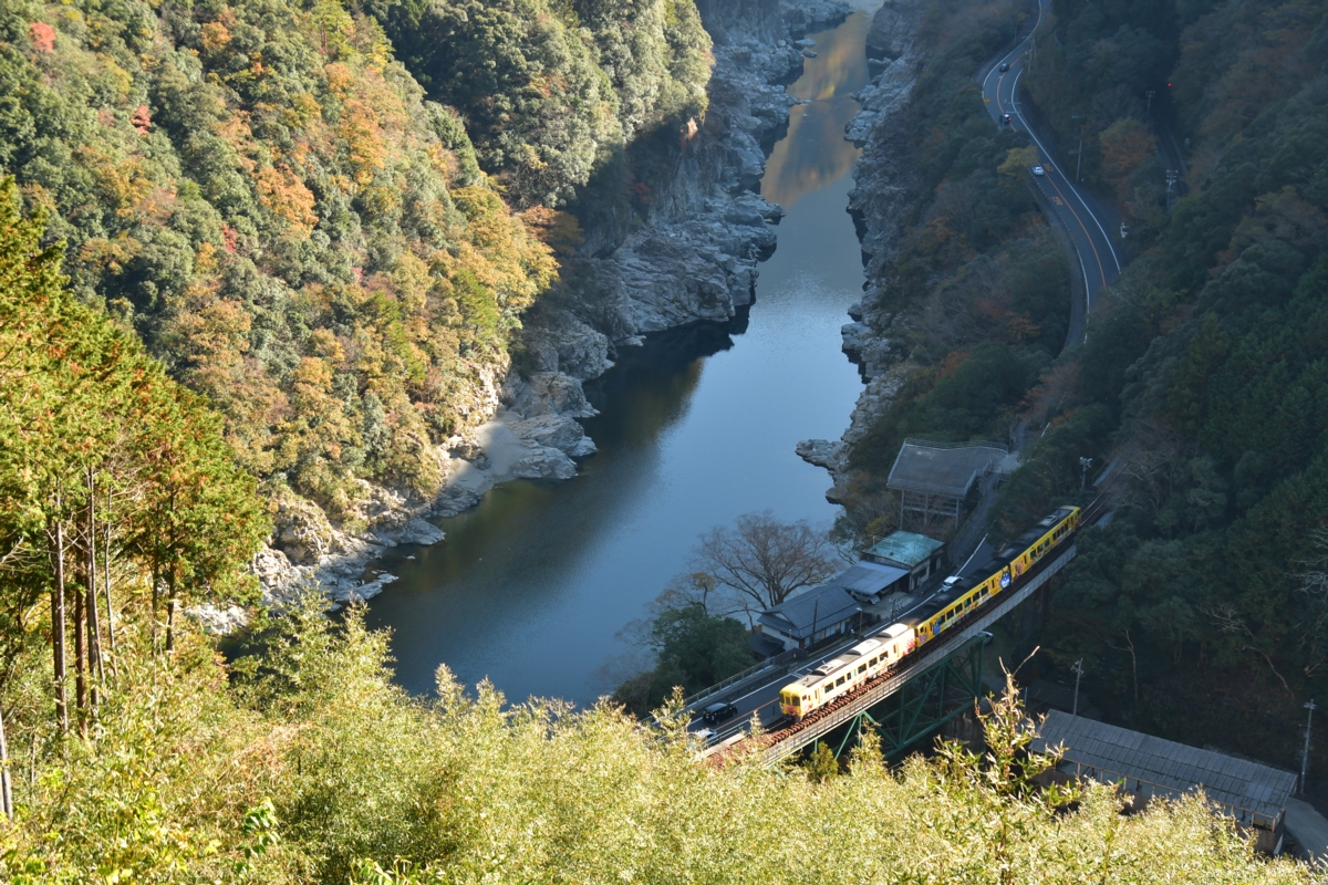 鉄道写真・紅葉・撮影地：土讃線・阿波川口－小歩危