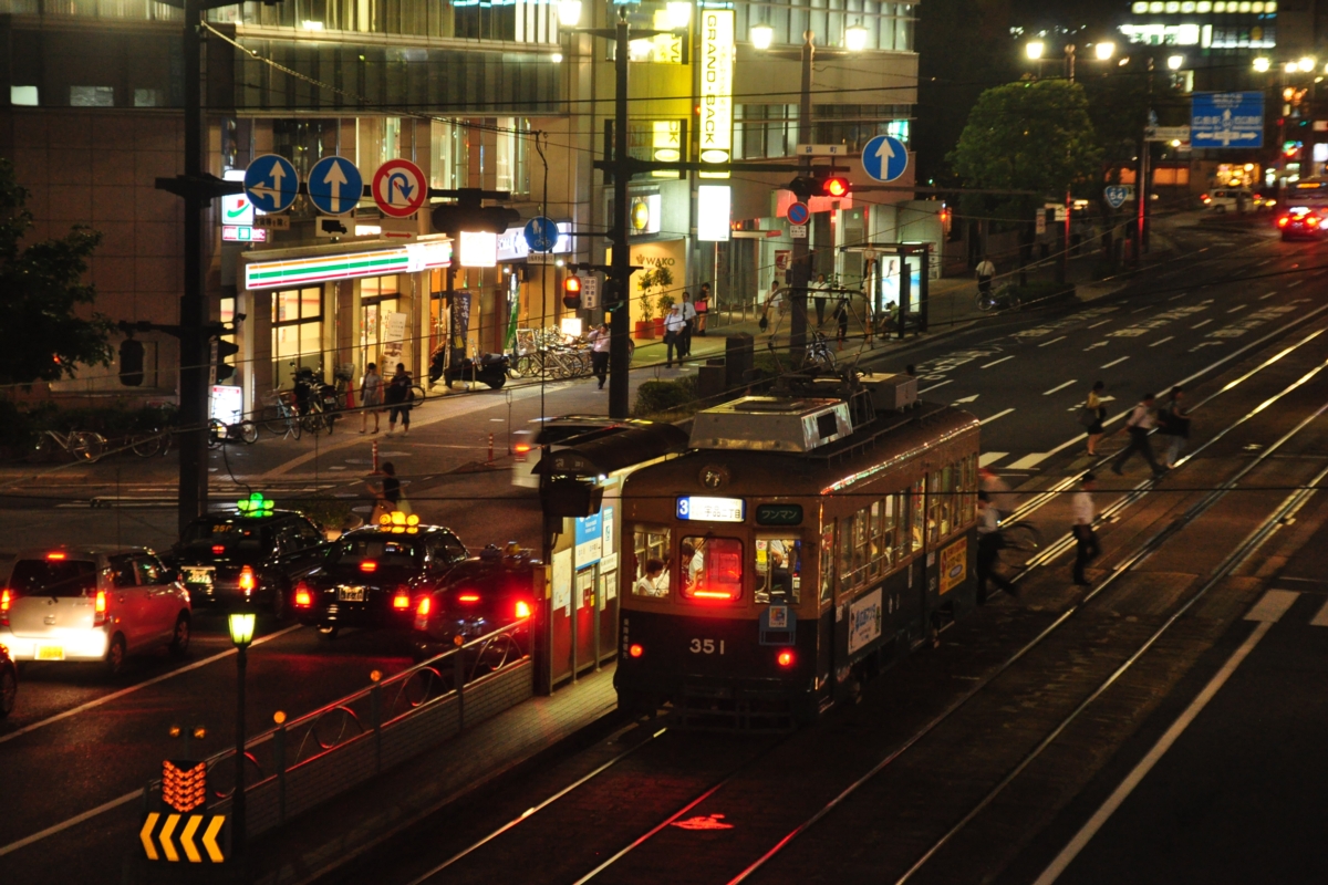 撮影・夕景・夜景・広島電鉄・広電宇品線・本通－袋町