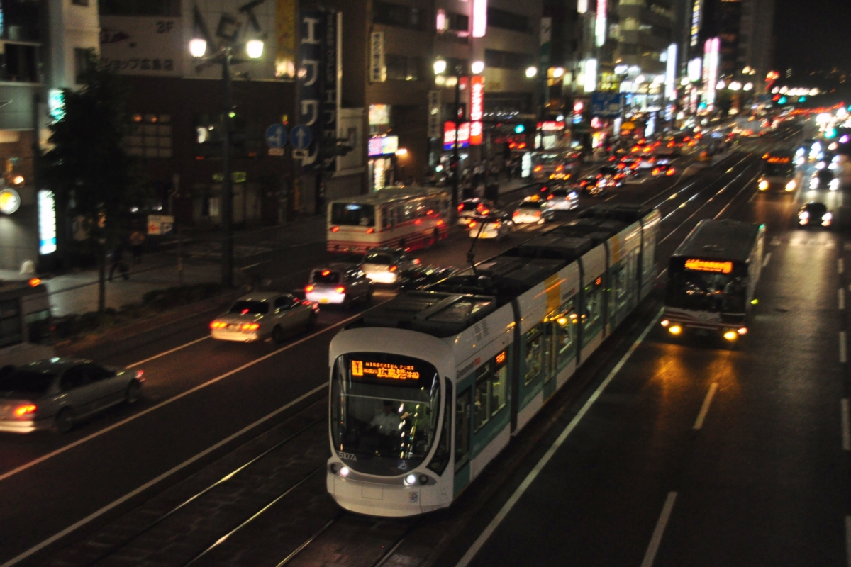撮影・夕景・夜景・広島電鉄・広電宇品線・本通－袋町
