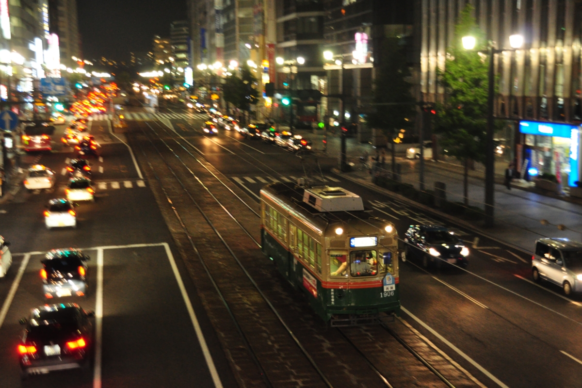撮影・夕景・夜景・広島電鉄・広電宇品線・本通－袋町