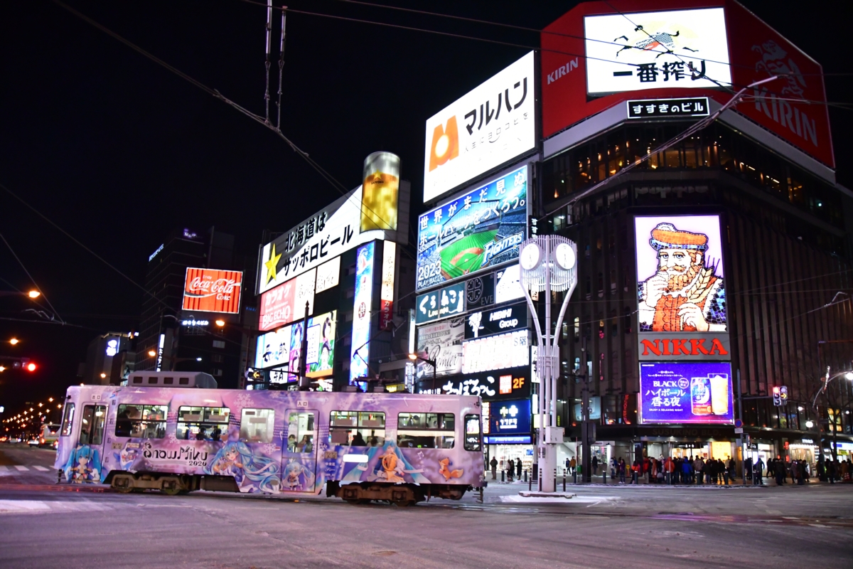 撮影・雪・札幌市電・すすきの