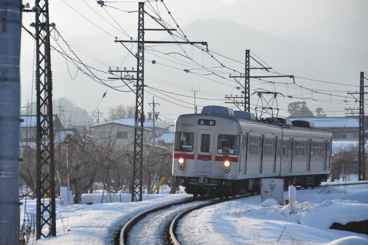 撮影・雪・長野電鉄・夜間瀬－上条