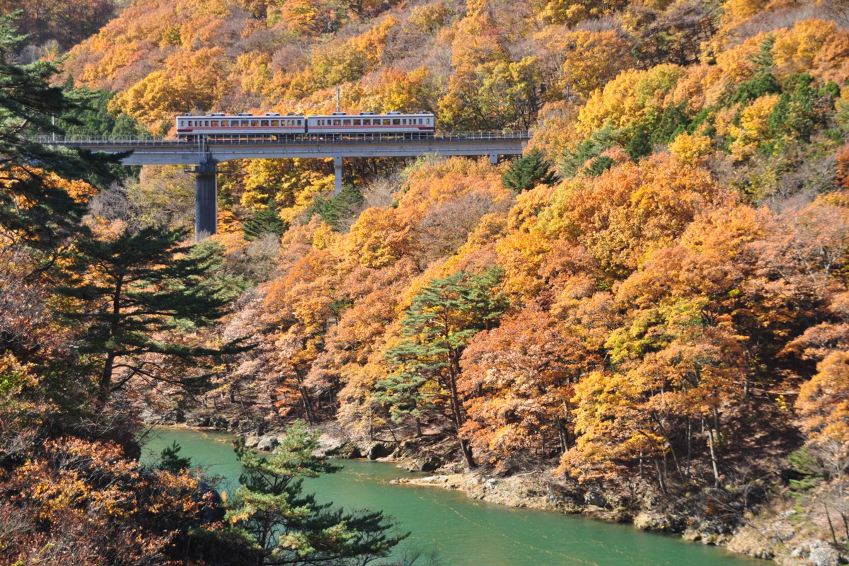 撮影・紅葉・野岩鉄道・川治温泉－川治湯元