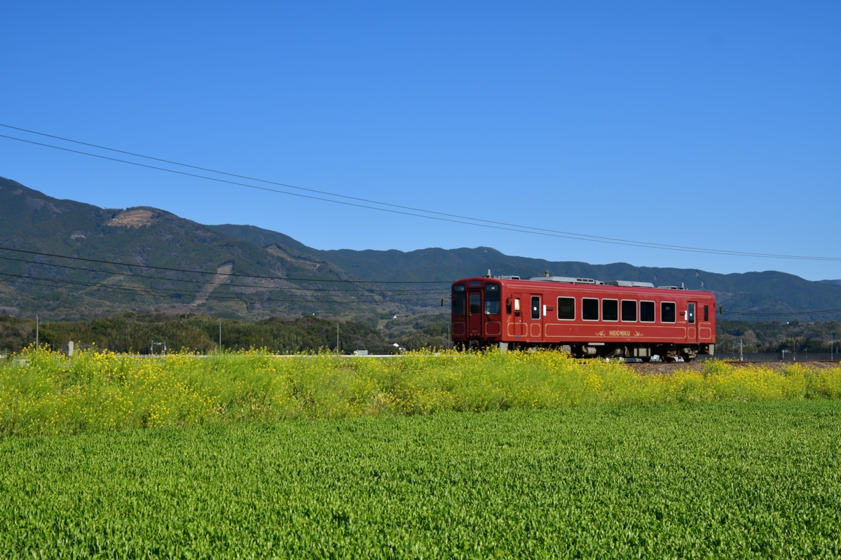撮影・春・菜の花・平成筑豊鉄道・市場
