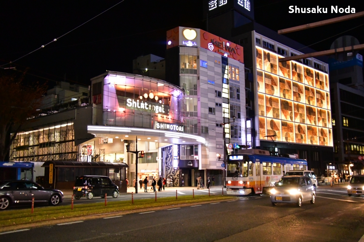 鉄道写真・夜景・路面電車・撮影地：熊本市電・通町筋－水道町