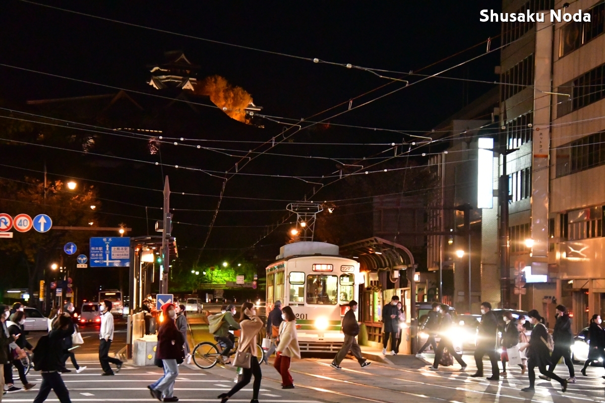 鉄道写真・夜景・路面電車・撮影地：熊本市電・通町筋