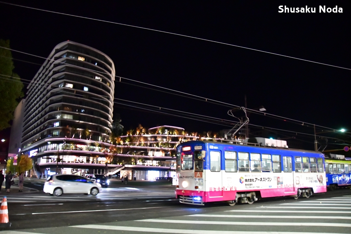 鉄道写真・夜景・路面電車・撮影地：熊本市電・辛島町