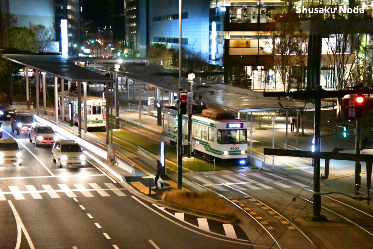 鉄道写真・夜景・路面電車・撮影地：熊本市電・熊本駅前