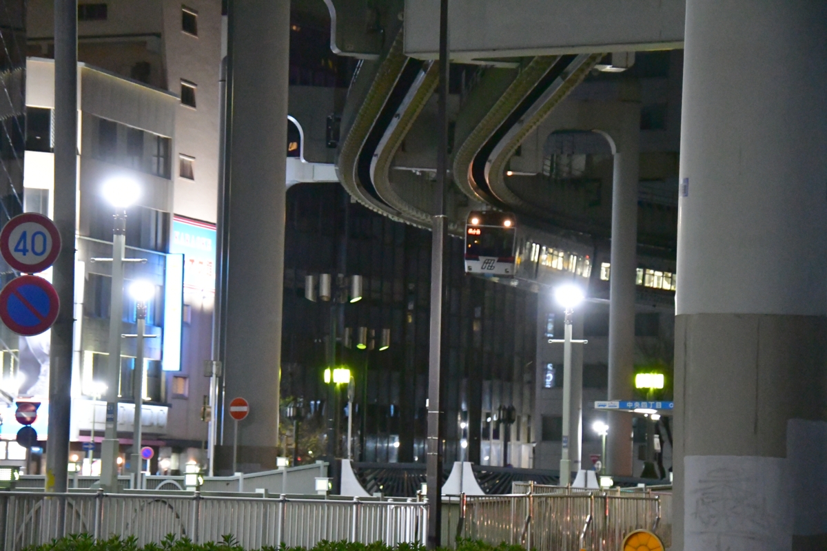 撮影・夜景・千葉都市モノレール・葭川公園－県庁前