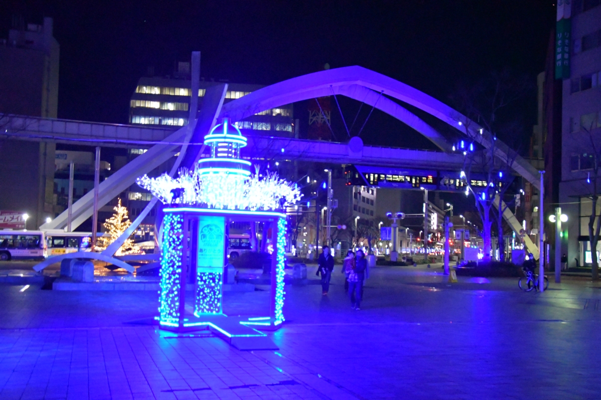 撮影・夜景・千葉都市モノレール・栄町－葭川公園