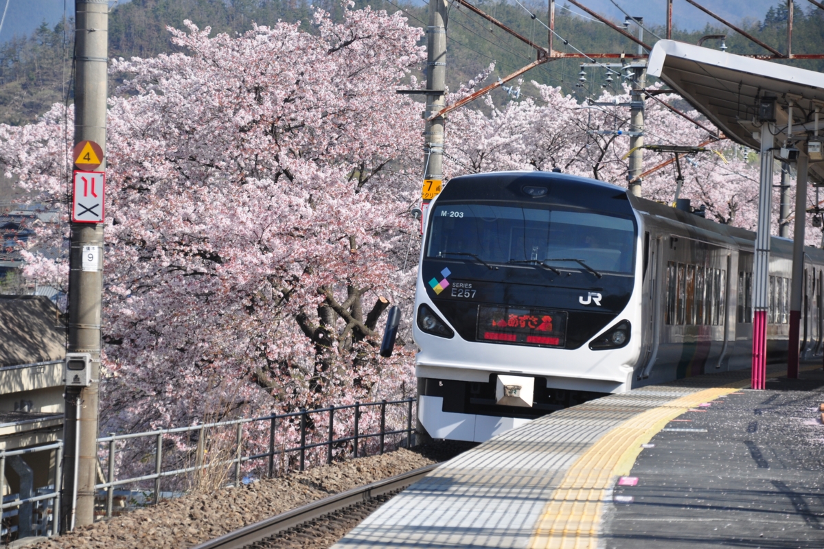 撮影・桜・中央本線・勝沼ぶどう郷