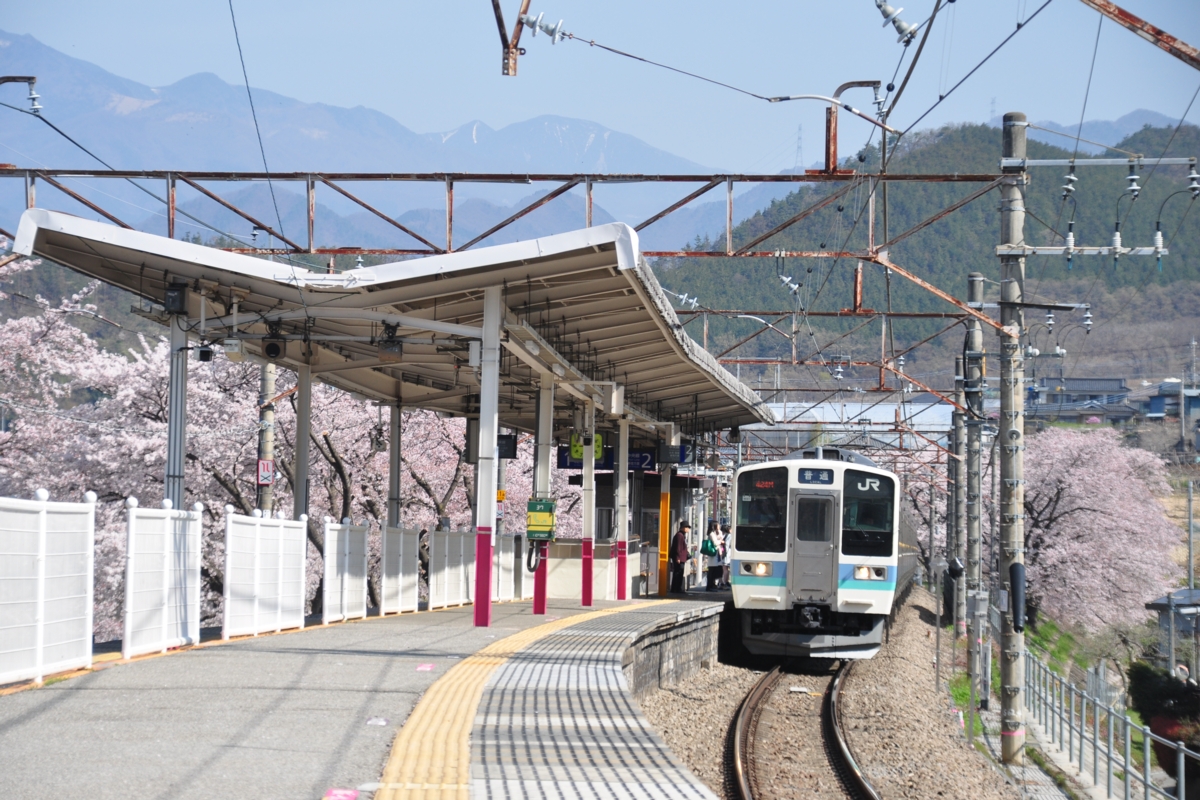 撮影・桜・中央本線・勝沼ぶどう郷