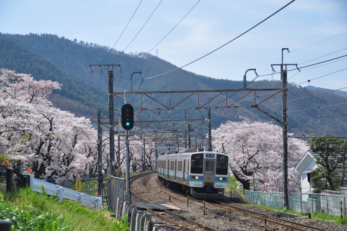 撮影・桜・中央本線・勝沼ぶどう郷