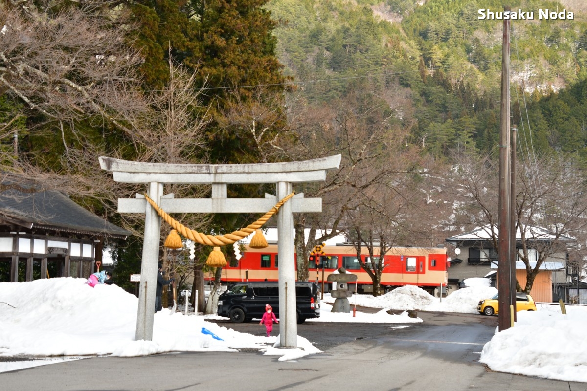 鉄道写真・冬・雪景色・撮影地：長良川鉄道・美濃白鳥－白鳥高原