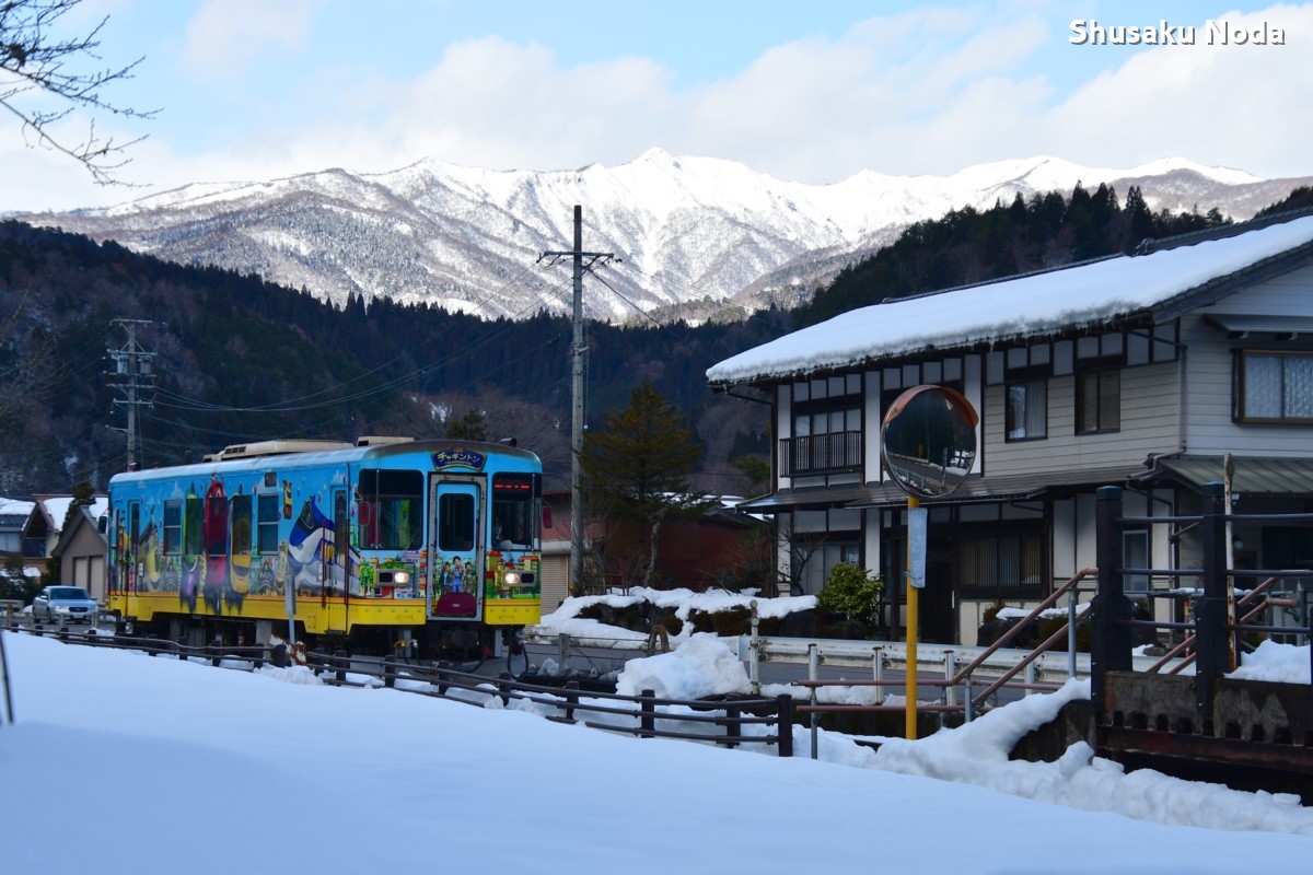 鉄道写真・冬・雪景色・撮影地：長良川鉄道・白山長滝