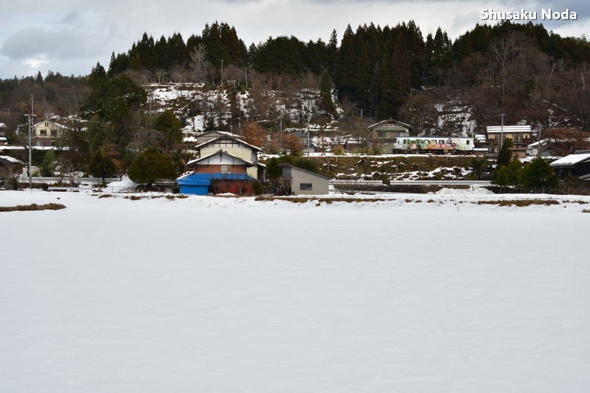 鉄道写真・冬・雪景色・撮影地：長良川鉄道・大中－大島