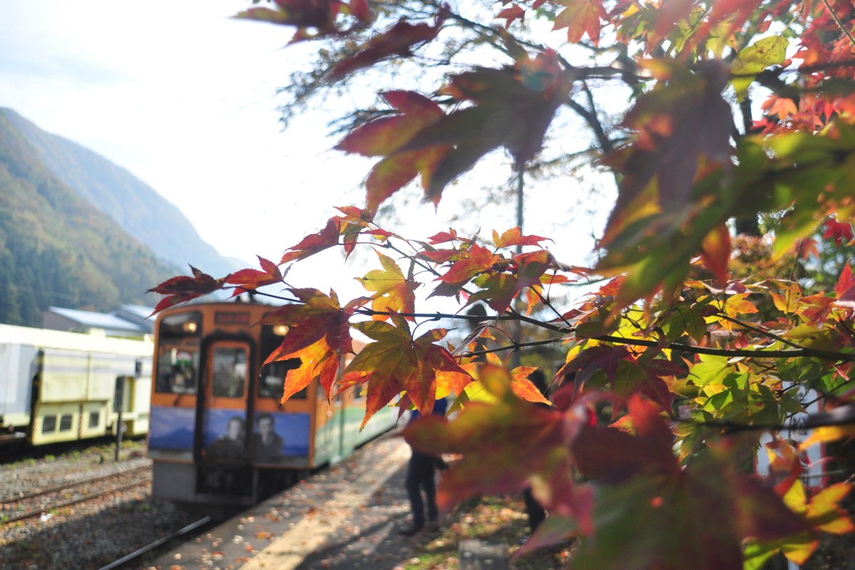 撮影・紅葉・会津鉄道・湯野上温泉