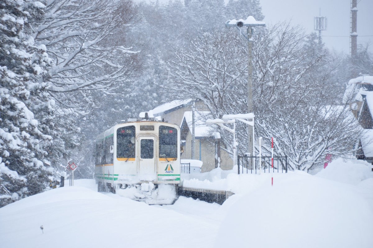 撮影・雪・会津鉄道・養鱒公園