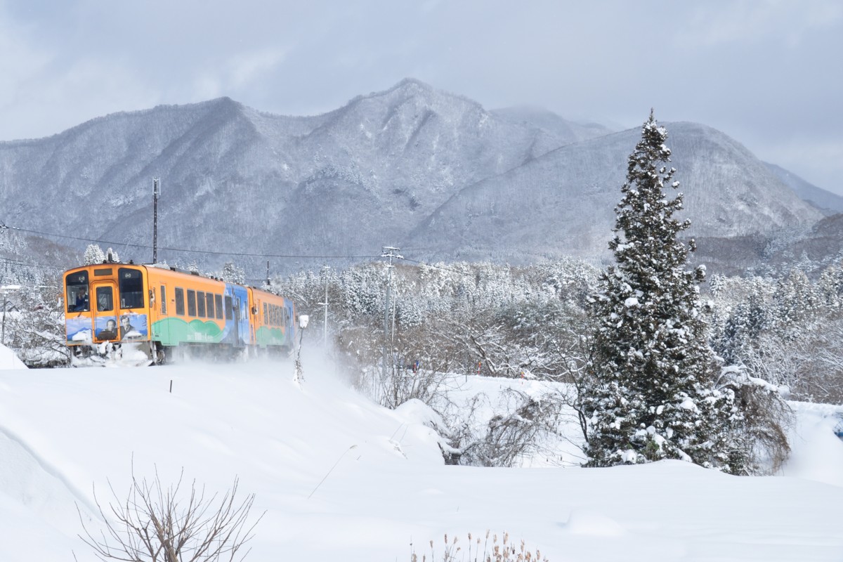 撮影・雪・会津鉄道・弥五島－塔のへつり