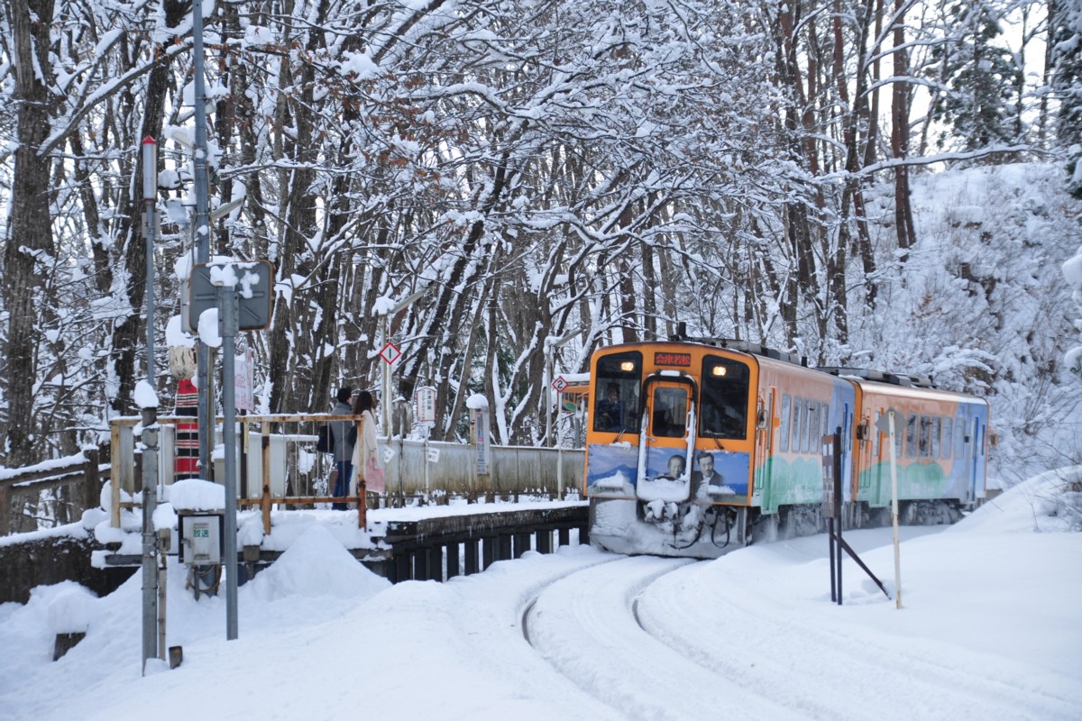 撮影・雪・会津鉄道・塔のへつり