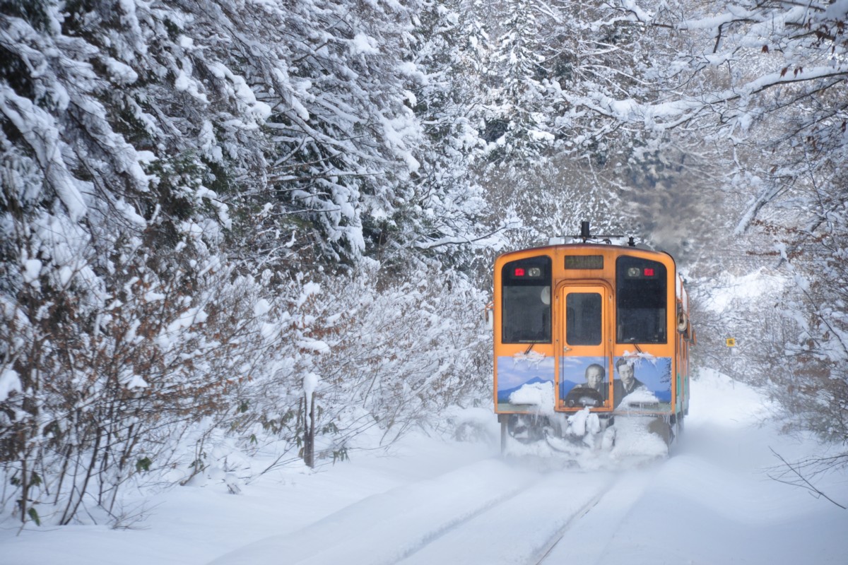 撮影・雪・会津鉄道・塔のへつり