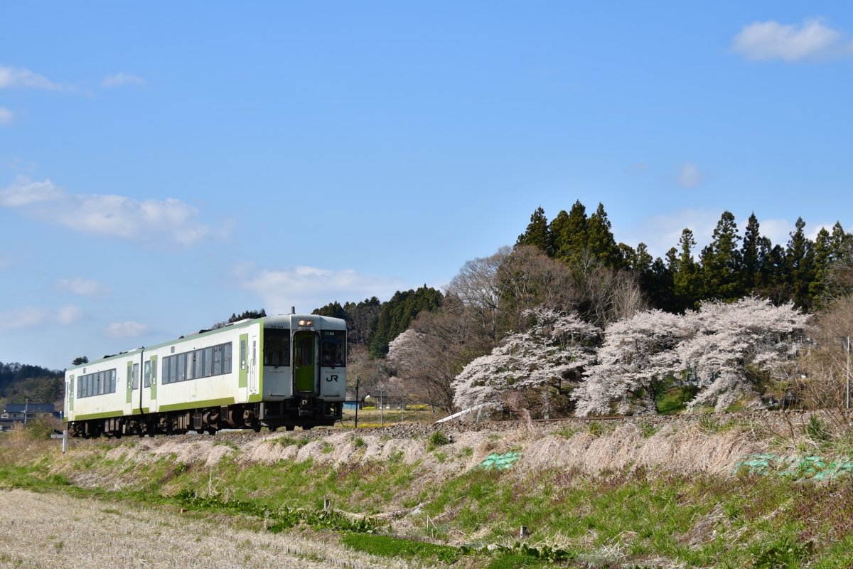 鉄道写真・撮影・桜・磐越東線・神俣－菅谷