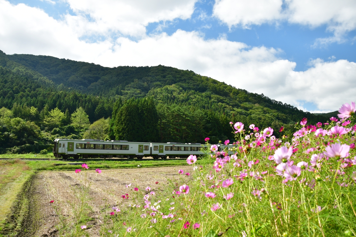 鉄道写真・秋・撮影地：釜石線・平倉－足ヶ瀬