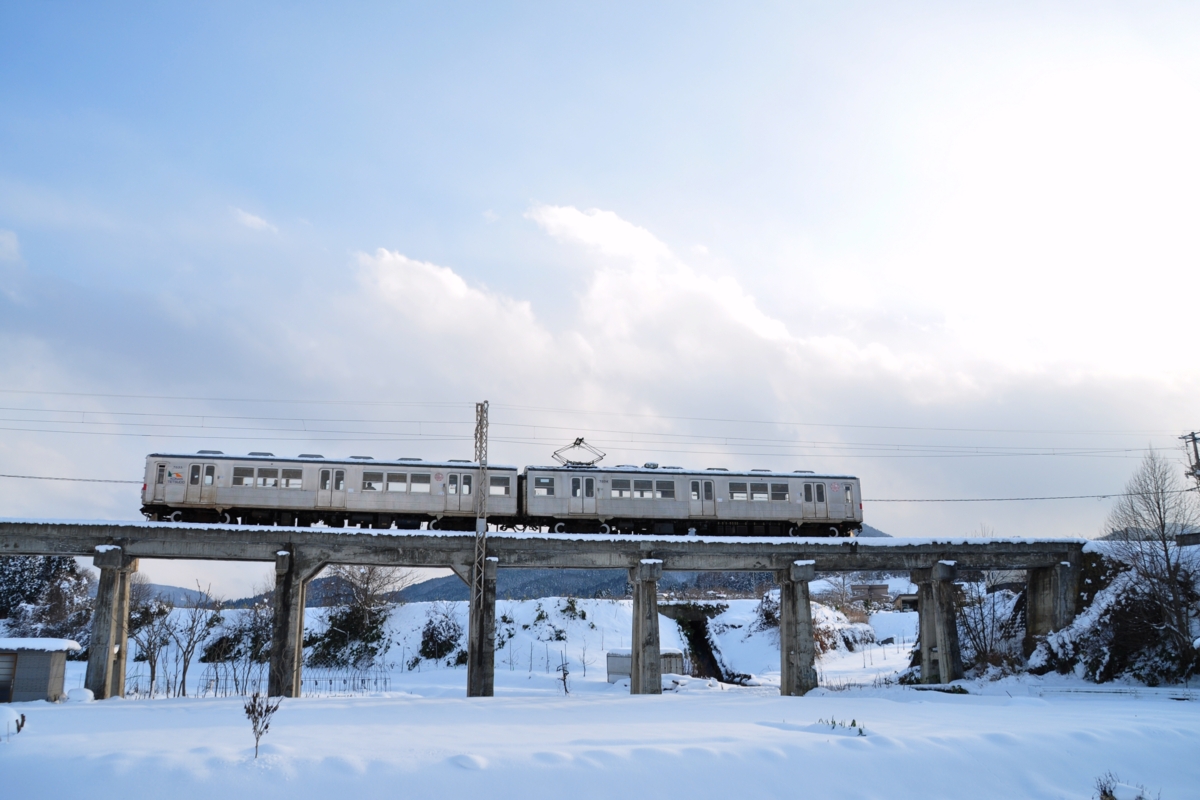 撮影・雪・弘南鉄道大鰐線・義塾高校前－石川