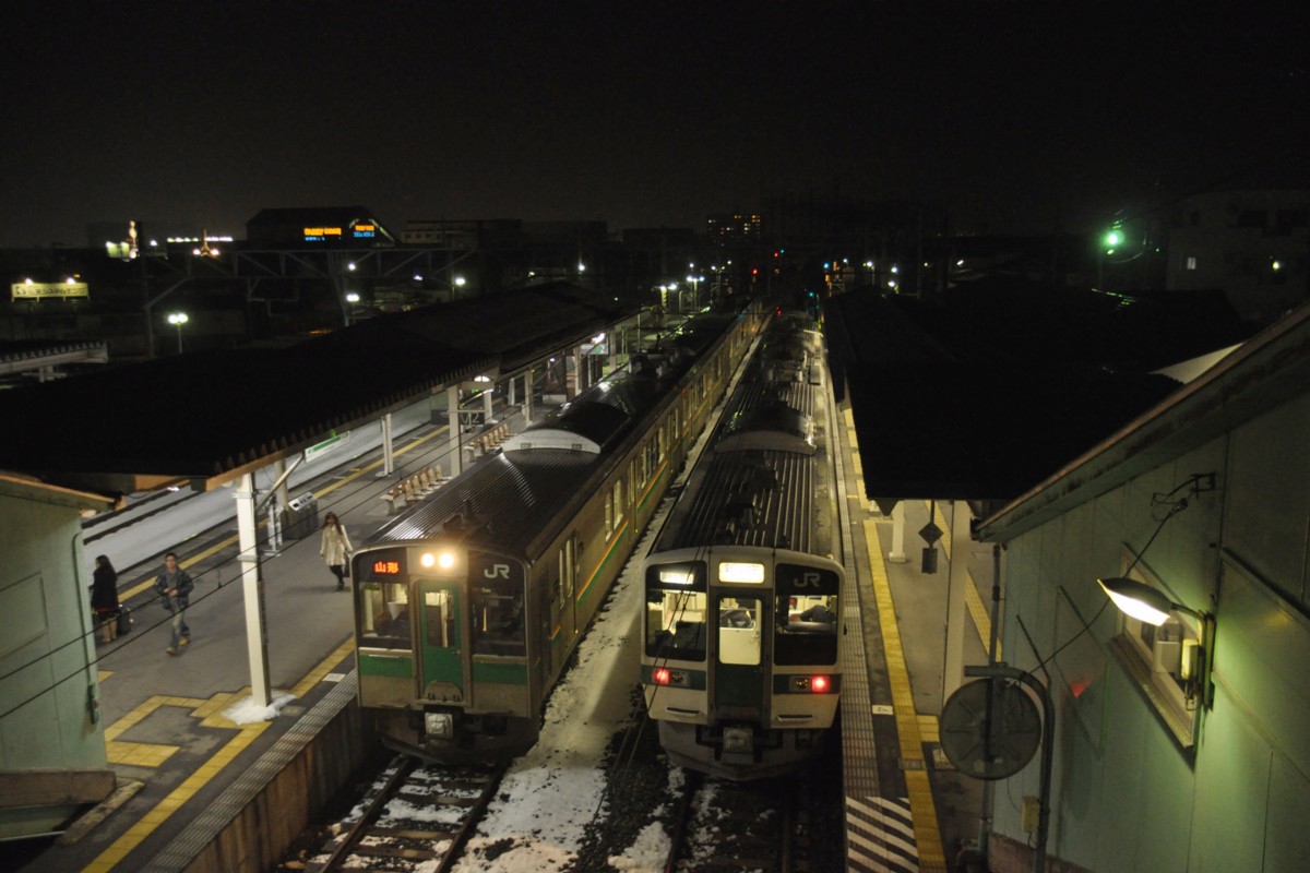 撮影・雪・夜・北山形・山形線