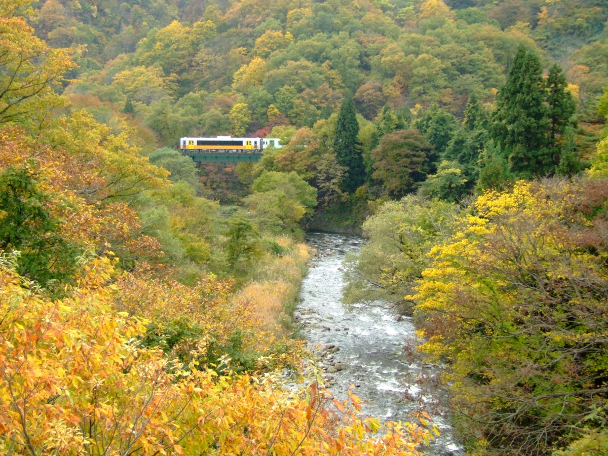 撮影・紅葉・米坂線・羽前沼沢－伊佐領